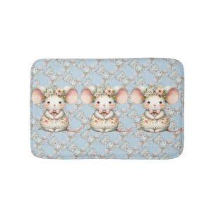 Cute Floral Mouse Dress Flower Crown Bath Mat