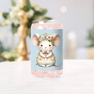Cute Floral Mouse Dress Flower Crown Can Glass