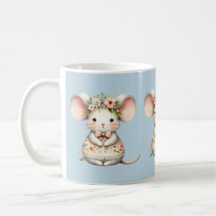 Cute Floral Mouse Dress Flower Crown Coffee Mug