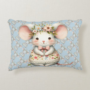 Cute Floral Mouse Dress Flower Crown Decorative Cushion