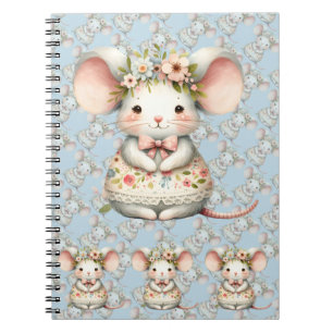 Cute Floral Mouse Dress Flower Crown Notebook