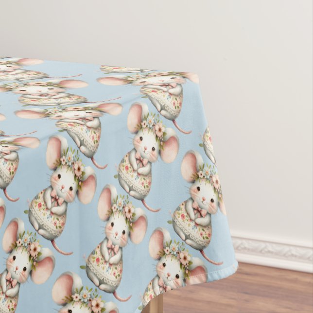Cute Floral Mouse Dress Flower Crown Tablecloth (In Situ)