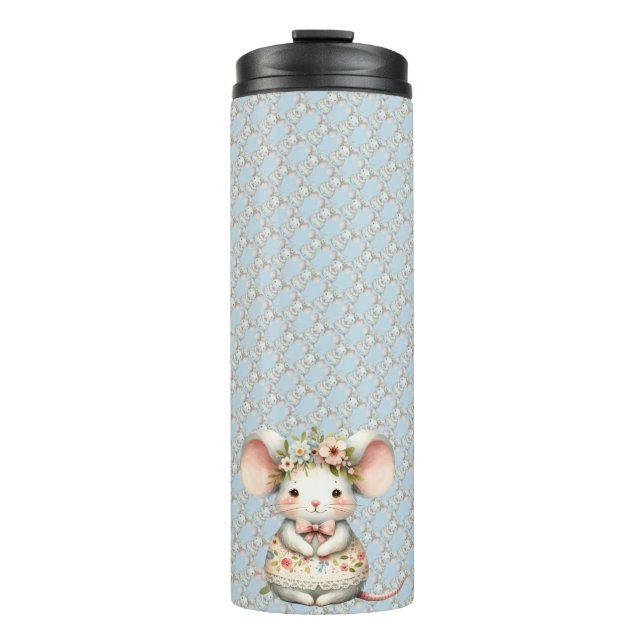 Cute Floral Mouse Dress Flower Crown Thermal Tumbler (Front)