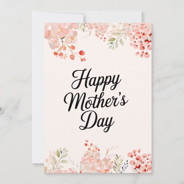 Cute floral Mum Printable Happy Mothers Day Card (Front)
