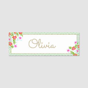 Cute Floral Name Tag