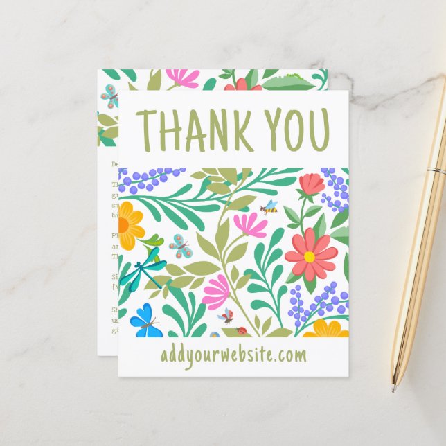     Cute Floral Nature Thank You For Your Purchase (Front/Back In Situ)