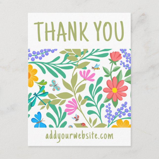     Cute Floral Nature Thank You For Your Purchase Enclosure Card (Front)