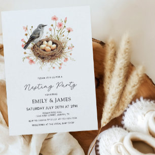 Cute Floral Nesting Party Girl Baby Shower Invitation