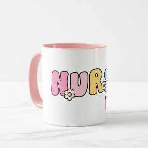 Cute Floral Nurse Coffee Mug - Retro Pink Nursing