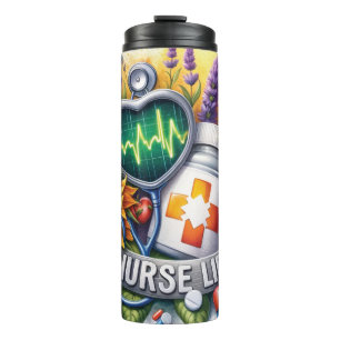 Cute Floral Nurse Life Thermal Tumbler