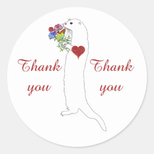 Cute Floral Otter Thank You Sticker