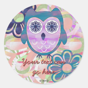 Cute Floral Owl Classic Round Sticker