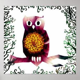 Cute Floral Owl Poster