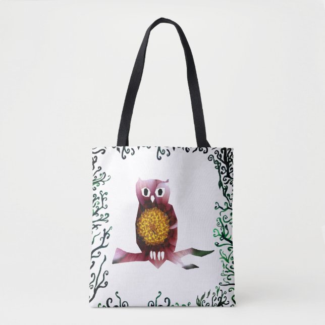 Cute Floral Owl Tote Bag (Front)