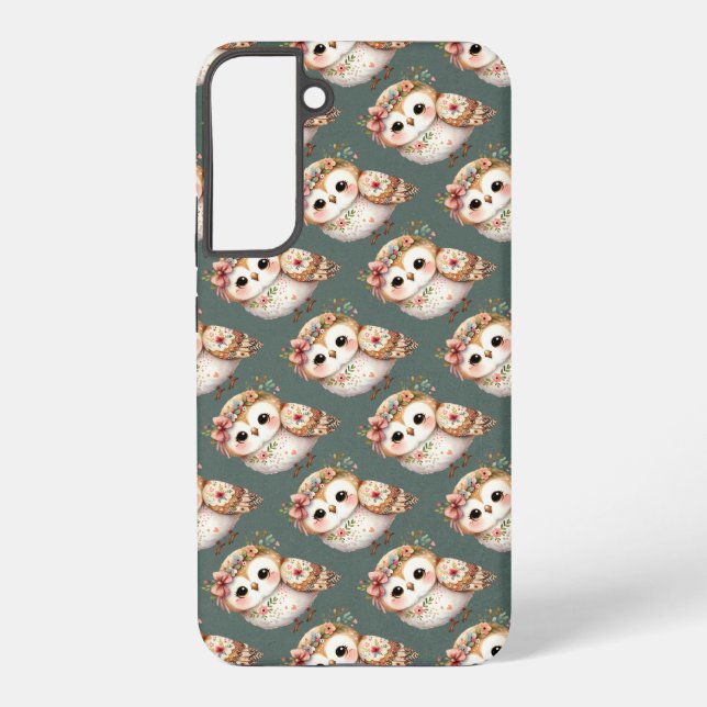 Cute Floral Owl with Bow Samsung Galaxy S22+ Case (Back)