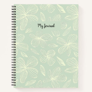 Cute Floral Pastel Green Monogram Notebook