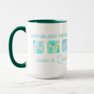 Cute & Floral Patchwork Pattern in Green Colours Mug