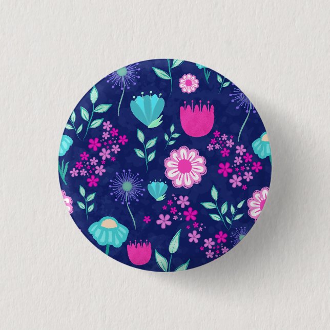 Cute floral pattern background 3 cm round badge (Front)