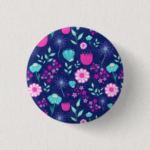 Cute floral pattern background 3 cm round badge