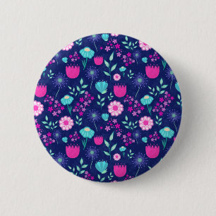 Cute floral pattern background 6 cm round badge