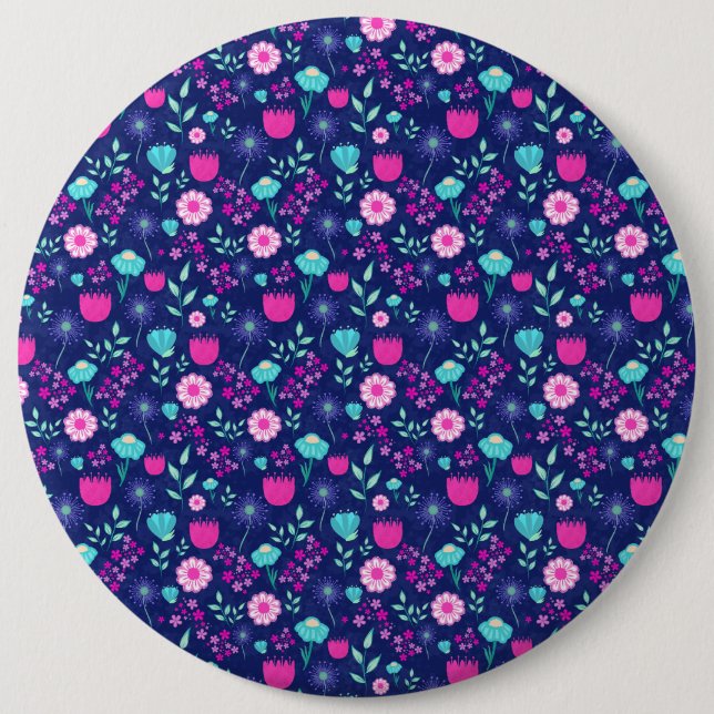 Cute floral pattern background 6 cm round badge (Front)