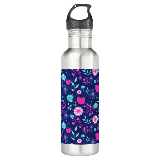Cute floral pattern background 710 ml water bottle (Front)