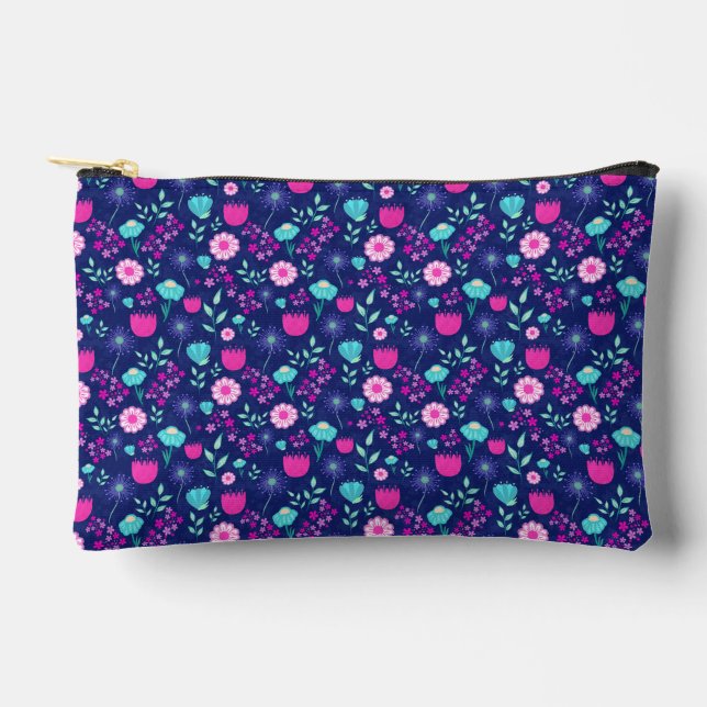 Cute floral pattern background accessory pouch (Front)