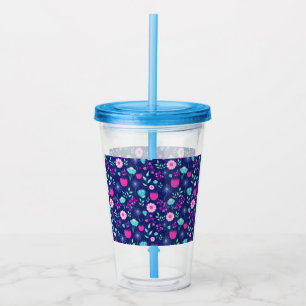 Cute floral pattern background acrylic tumbler