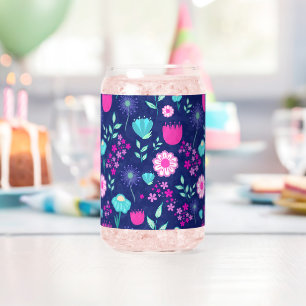 Cute floral pattern background can glass