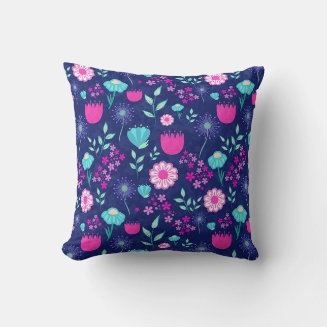 Cute floral pattern background cushion (Front)