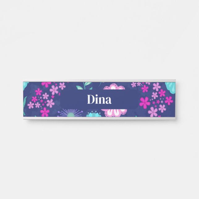 Cute floral pattern background door sign (Front)