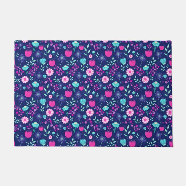 Cute floral pattern background doormat (Front)
