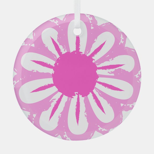 Cute floral pattern background glass tree decoration (Front)
