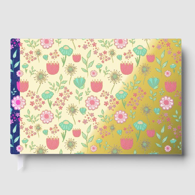 Cute floral pattern background guest book (Front)