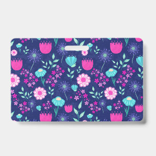 Cute floral pattern background ID badge