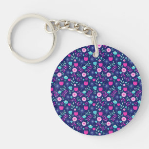 Cute floral pattern background key ring