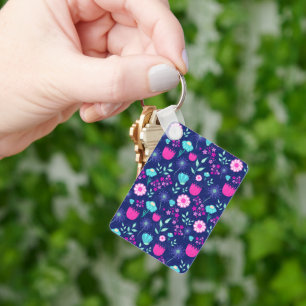 Cute floral pattern background key ring