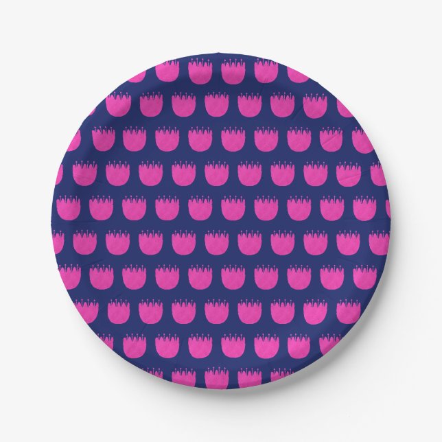 Cute floral pattern background paper plate (Front)