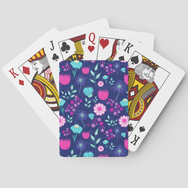 Cute floral pattern background playing cards (Back)