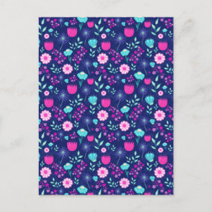 Cute floral pattern background postcard
