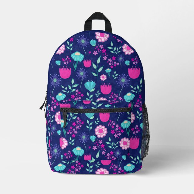 Cute floral pattern background printed backpack (Front)