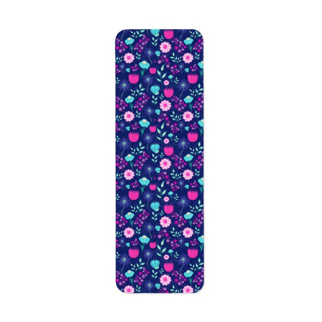 Cute floral pattern background return address label (Front)