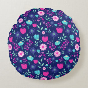 Cute floral pattern background round cushion