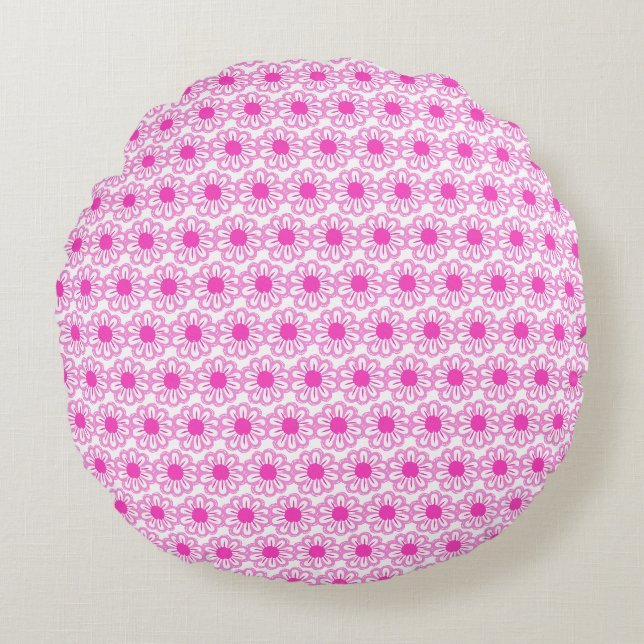 Cute floral pattern background round cushion (Front)
