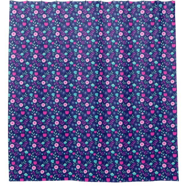 Cute floral pattern background shower curtain (Front)