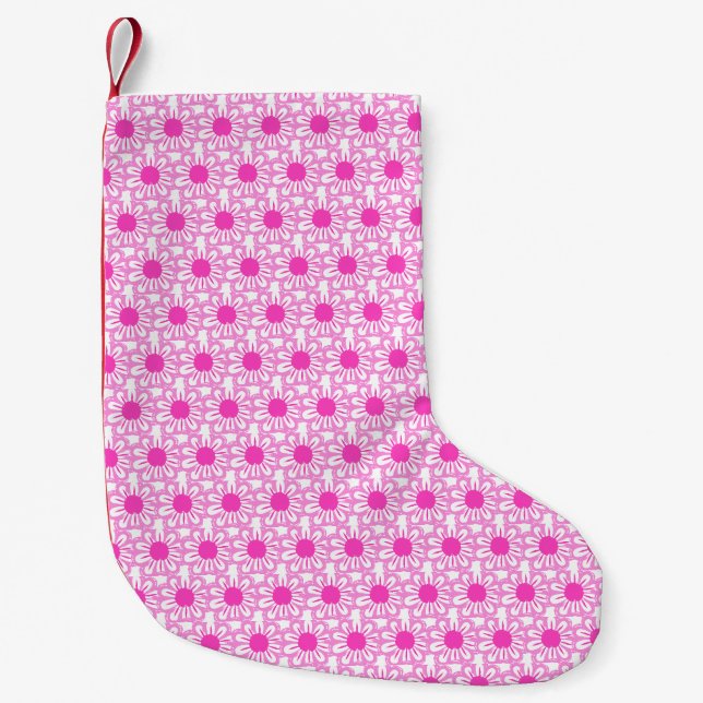 Cute floral pattern background small christmas stocking (Front)