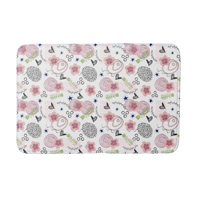 Cute Floral Pattern Bath Mat (Front)