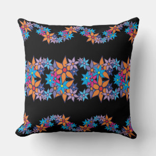 Cute Floral Pattern   Black Background Cushion