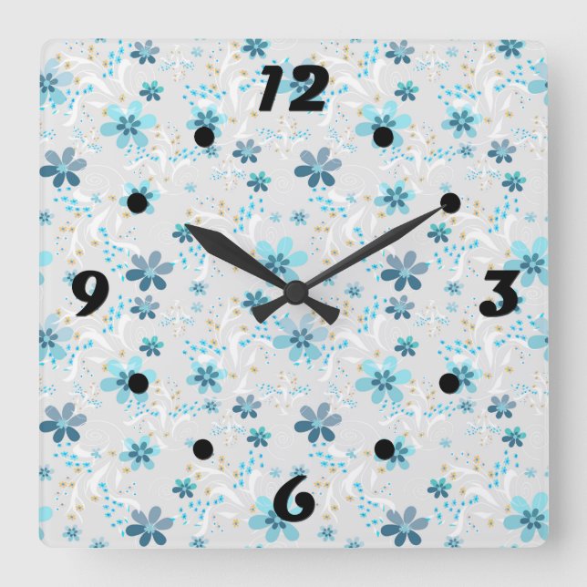 Cute floral pattern , flowers , floral pattern square wall clock (Front)