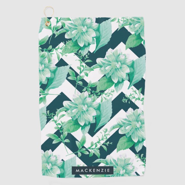 Cute Floral Pattern Golf Towel (Front)